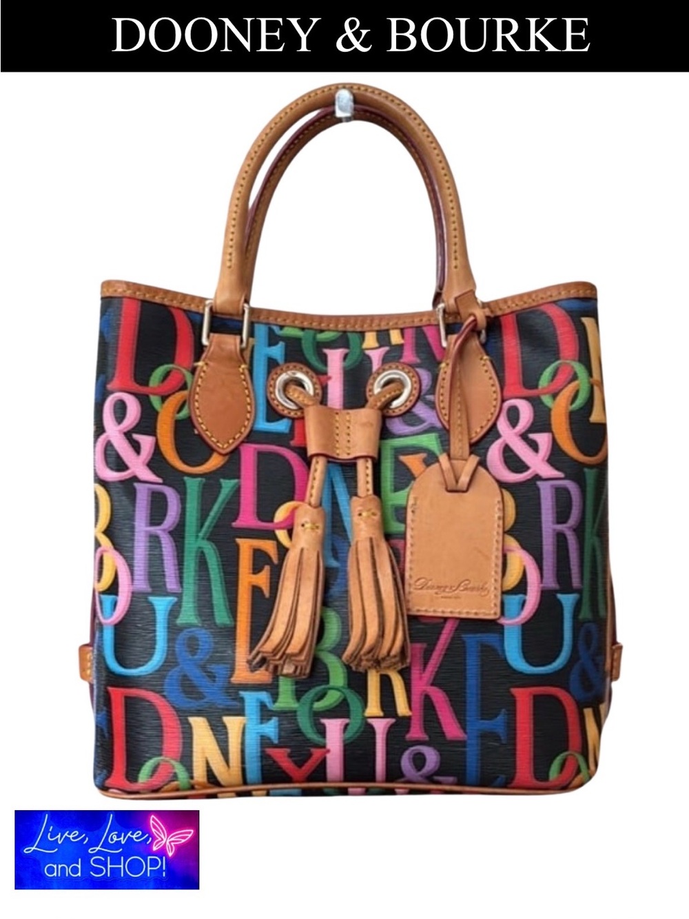DOONEY & BOURKE Retro Graffica Drawstring Satchel w/Crossbody, EUC